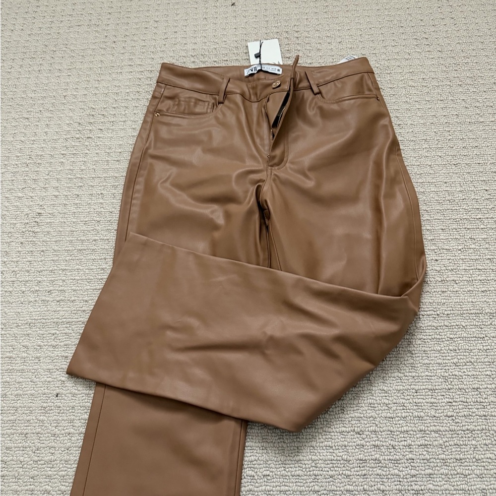 Zara Brown Faux Leather Pants